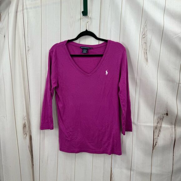 Ralph Lauren Sport Women’s XL Magenta 3/4 Sleeve Top Tee - Picture 1 of 4